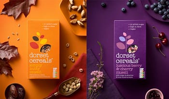 Dorset Cereals packaging photographed from overhead