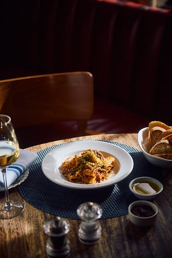 Lamb ragu pasta served in a country pub